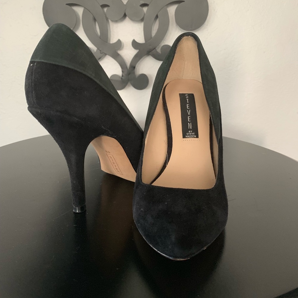 Black and Dark Grey Suede Stilettos